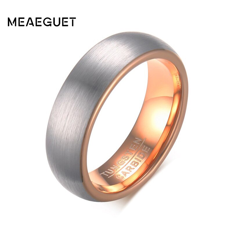 Meaeguet 6MM Wide Rose Gold Color Tungsten Carbide Wedding Band Rings For Women Matte Finished Jewelry USA Size 7-12