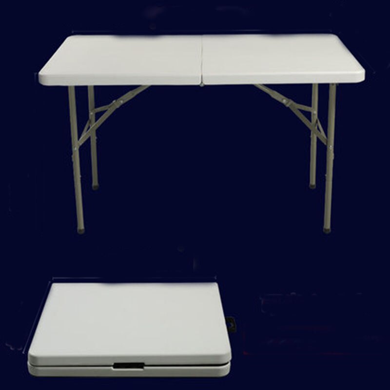 Folding table outdoor portable floor stall table table household simple dining table chair learning plastic long desk: White