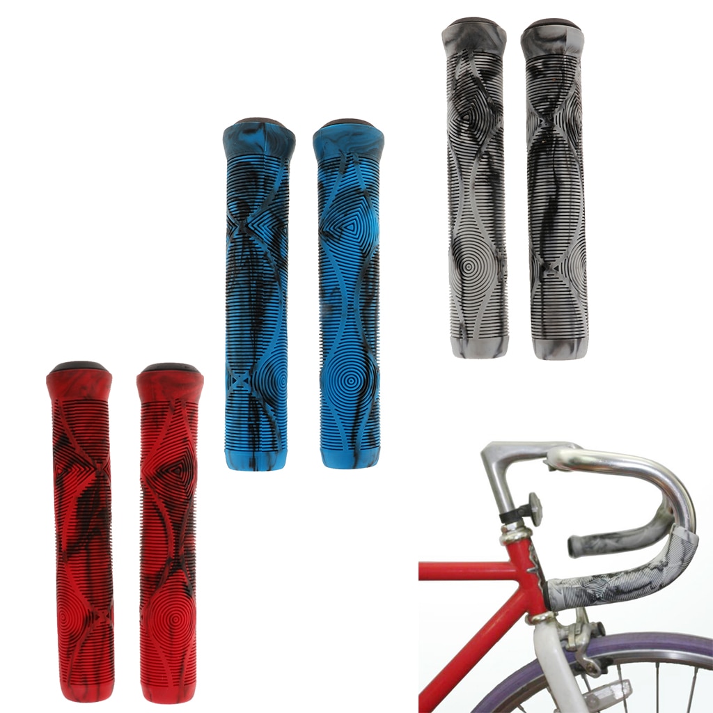 Bike Grips BMX Non-slip Cycling Handlebar Lock on Grip - red- black