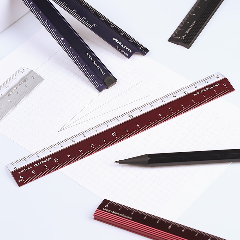 KOKUYO-Regla portátil de medición para oficina, artículo de papelería para la escuela, material de plástico translúcido duradero, 18 Cm, Japón