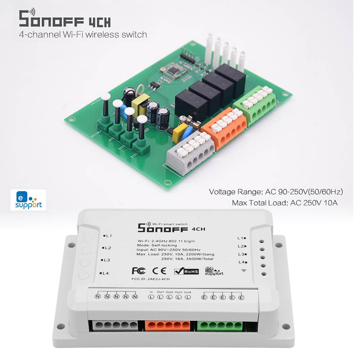 Sonoff 4CH R2 Profi R2 433mhz Gang RF kabellos Fernbedienung Clever Heimat Wifi Modul Clever schalten Tipp Verriegelung Relais alexa Google