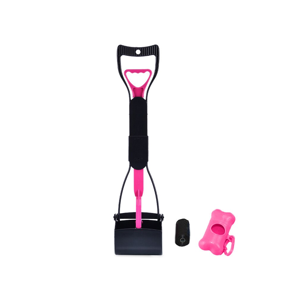 60cm Length Pet Pooper Scooper Long Handle Dog Cat Waste Picker Jaw Poop Scoop Pick Up Clean Waste Cleaning Tools: Pink