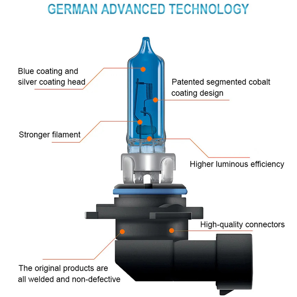OSRAM Cool Blue Hyper White H1 H7 H4 H1 H11 HB3 9005 HB4 9006 Halogen Headlight Car Light Hi/Lo Beam 5300K 12V 55W Bulb, Pair