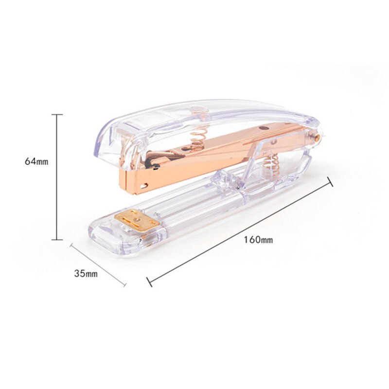 Rose Gold Stapler Transparent Edition Metal Manual Staplers 24/6 26/6 With Staples Office Accessories School Stationery Supplies