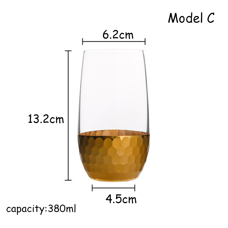 Whisky kop te krus tazas glas caneca kop gennemsigtig gylden bund glas krystal kop rejse krus stor rund mund kop sæt 1 stk: Model c