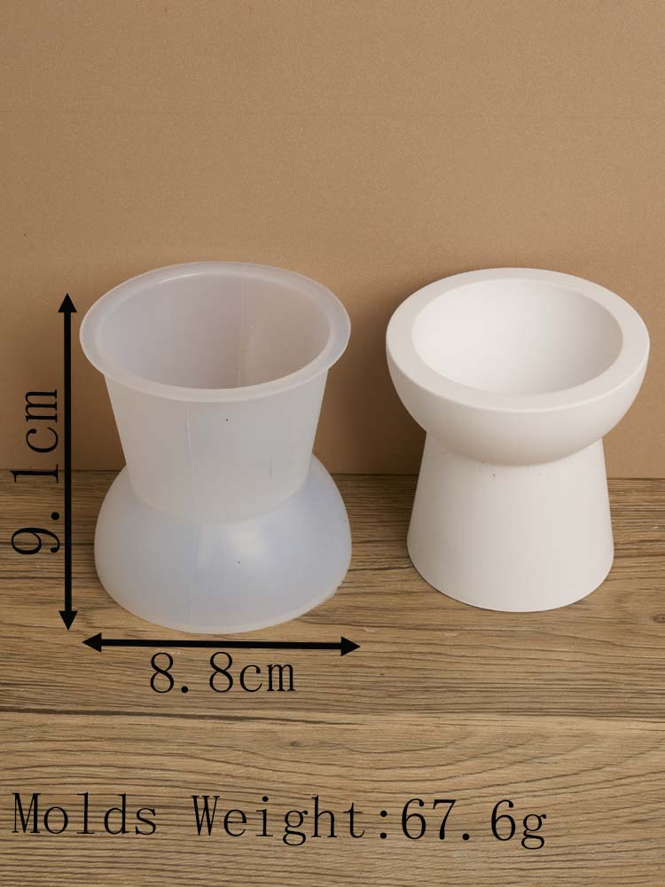 Moule en silicone géométrique semi-transparent ci-après, plâtre bricolage, béton, compte tenu du bougeoir, pot de stockage, moule en résine, décoration d'intérieur: jaune clair