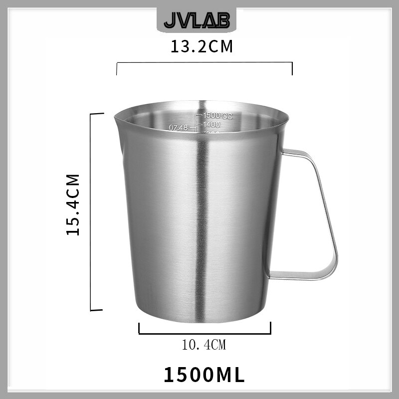 Sakeutus 304 ruostumattomasta teräksestä valmistettu mittakuppi 1500ml maito teekuppi, kahvi, nesteen mittakuppi asteikolla ei ruostu  h 153mm