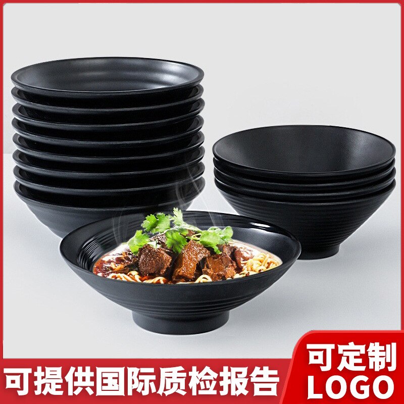 Magasin de nouilles bol spécial soupe à nouilles riz, Commercial Mala grand bol en plastique noir japonais Ramen