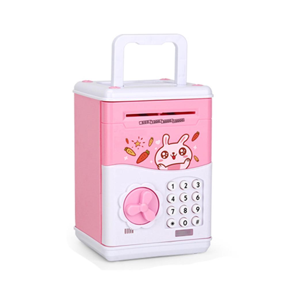 Spaarpot ATM Mini Spaarpot Veiligheid Cartoon Wachtwoord Kauwen Coin Cash Storting Machine Voor Kinderen Kids: Pink