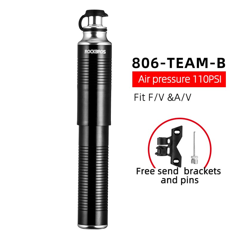 Rockbros mini fietspompen draagbare mtb fiets aluminiumlegering fietspomp geschikt voor presta & schrader ventiel fietsaccessoires: 806- team-b