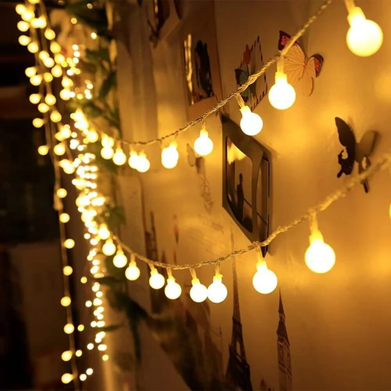 Crystal Ball Fairy String Lights Outdoor Waterproof Christmas Decoration Camping Fairy Garland Garden Party battery Operated: RGB / 350W