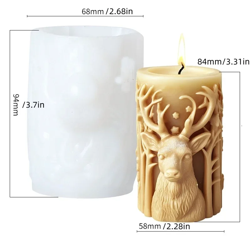 Stampo in silicone per candela cilindrica in rilievo di Babbo Natale, zucchero a bastone, stampi in gesso in resina cilindrica in rilievo di Babbo Natale, regalo di Natale: Radura