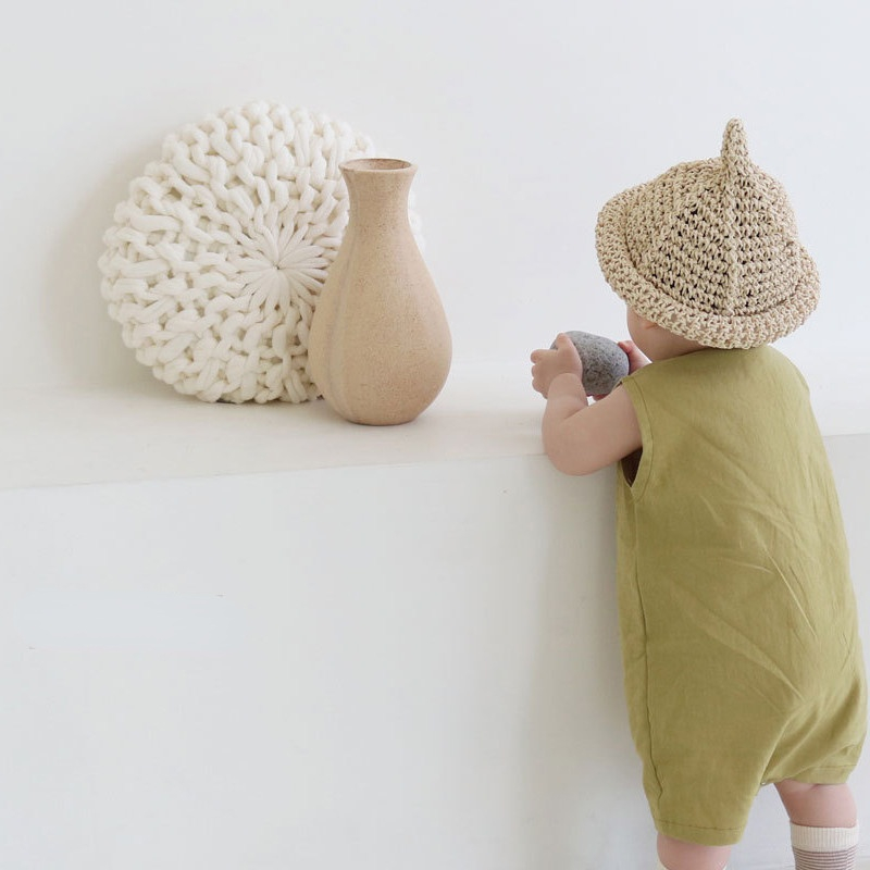 2048B vestiti per bambini tute da ragazzo vendita calda abiti estivi dritto tre bottoni vestiti da arrampicata per bambini vestiti di un pezzo: Green / 80 for 1y