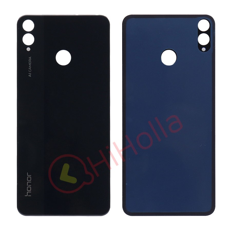 Capa de vidro traseira para huawei honor 8x bateria capa traseira habitação porta painel caso para honor 8x bateria capa com câmera lente: Black No Lens