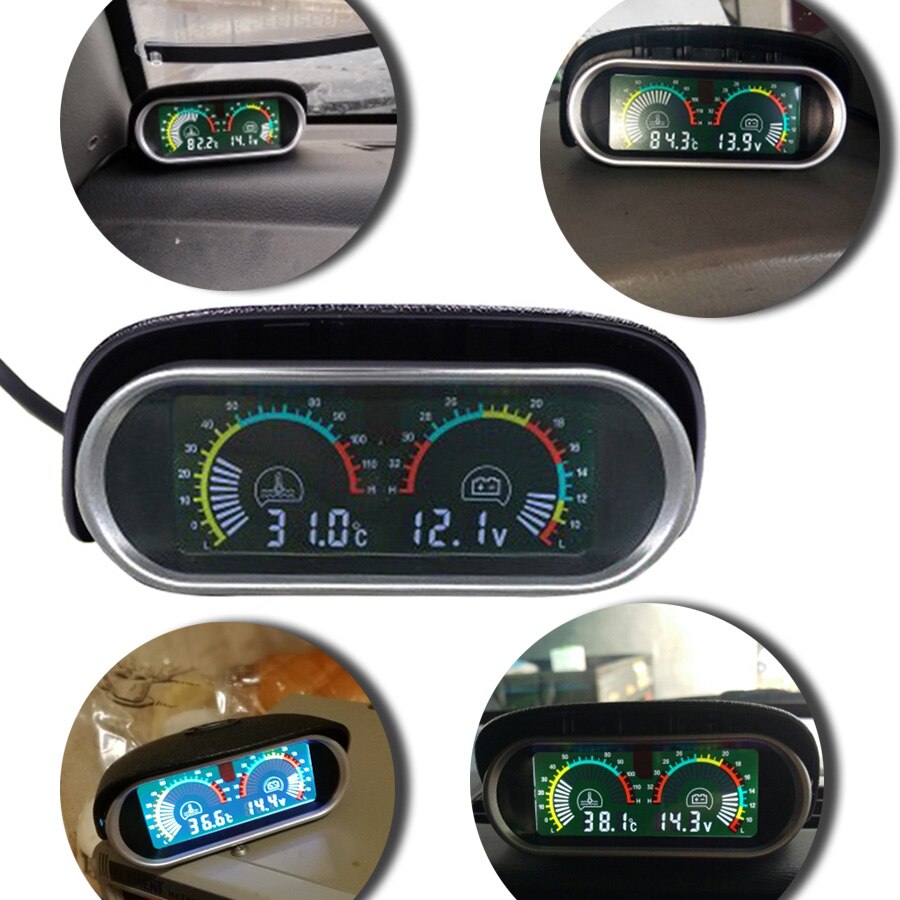 Biler målere universal bil solskærm 12v/24v lcd digital skærm lastbil vandtemperaturmåler voltmeter spændingsmåler