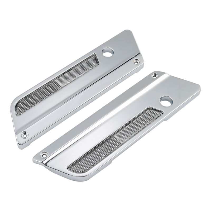 Smoke Saddlebag Latch Insert Reflector Covers For Harley Touring 1996-2013 | Fits Street Glide, Road King | ABS Plastic Pair