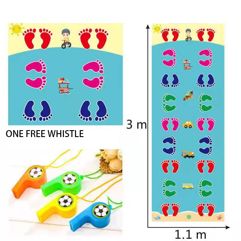 Hand and Feet Game Kids Jumping Carpet Mat Children Jump Lattice Pad Family Kindergarten Indoor Outdoor Team Toys: double blue 2