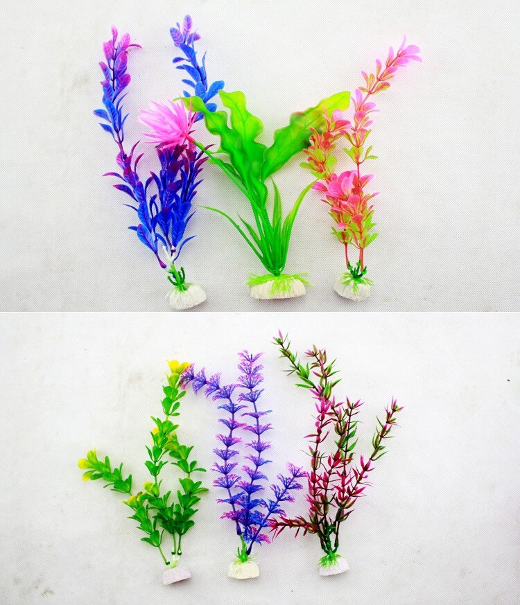 25~28cm PVC Aquatic Plants for Fish Tank Decorations Aquarium Algae Flower Waterweeds Water Plants