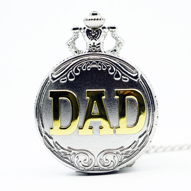 Mode Zilveren Dad Zakhorloge Met Hanger Ketting Ketting Skelet Zoete Vaderdag: silver