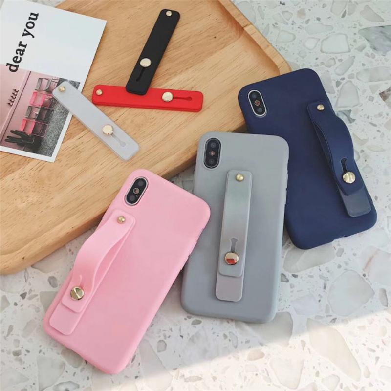 1PC Finger Ring Phone Holder Candy Plain Color Wrist Band Hand Band Finger Grip Push Pull Universal Mobile Phone Holder Stand