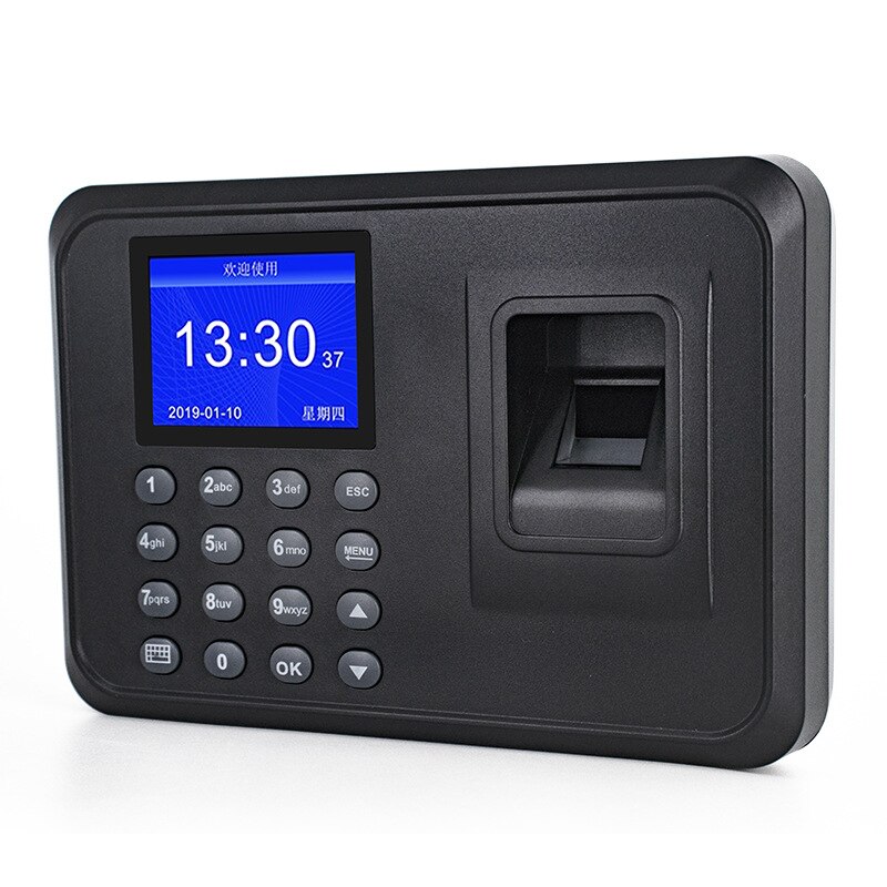 Fingeraftryk fremmøde maskine lcd display usb fingeraftryk fremmøde system tid ur medarbejder check-in optager (us plug)