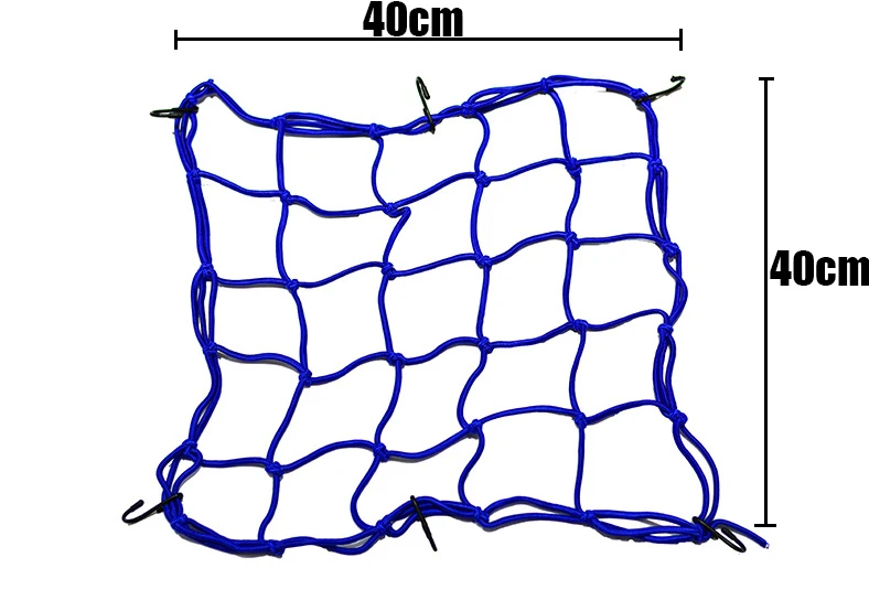40x40 cm motorfiets 6 haken elastische bungee netto motorfiets opslag helm tank bagage mesh web motorfiets accessoires 5 kleuren: Blauw