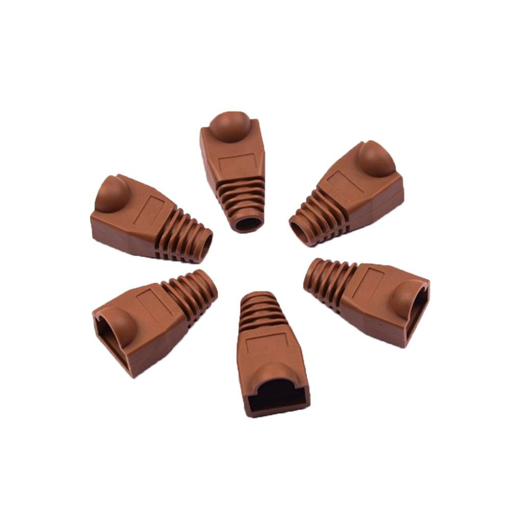 20pc RJ-45 Adapter Cap for 0.6mm Ethernet Network Cable Connector Plugs RJ45 Cat5 CAT6 Cover Cap Socket Boots Cap Head: brown