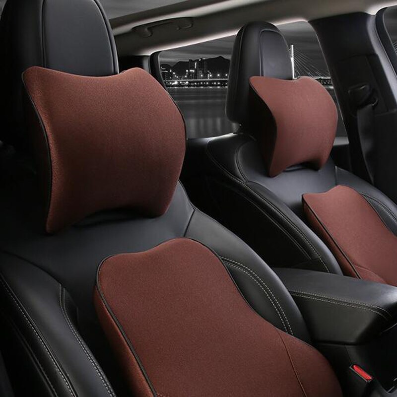 Car Pillows 3D Memory Foam Warm Car Neck Pillow PU Leather Car Seat Cushion Universal Lumbar Back Support Auto Accessories