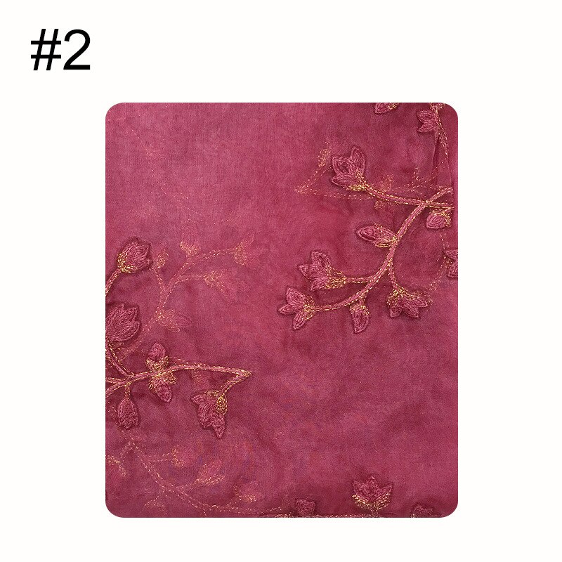 Dianruo nyeste kvinder sommer tyndt åndbart tørklæde solid broderet tørklæde blød chiffon hijab damer wrap sjal tørklæde  r164: Vin