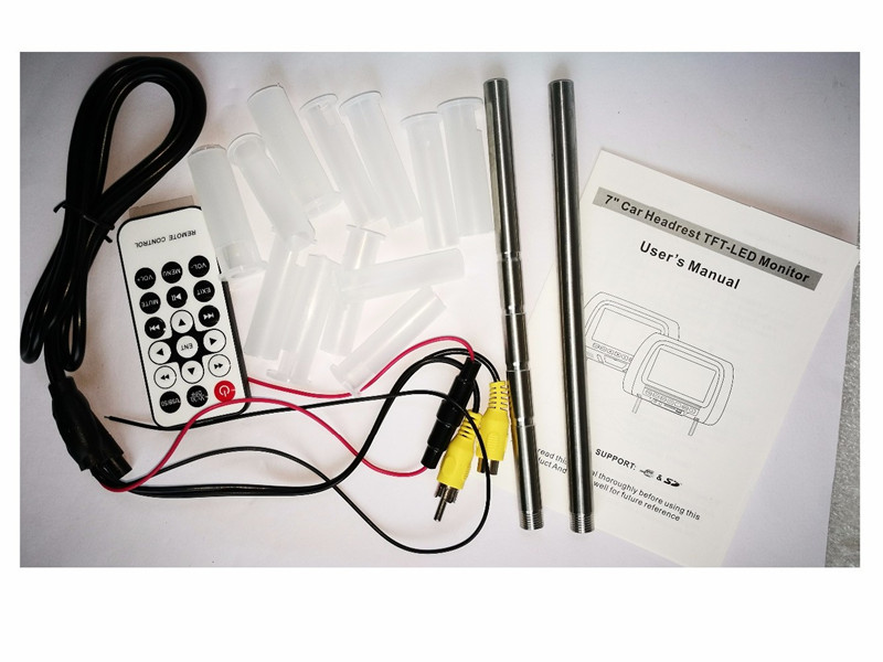 7 Inch TFT LED Screen Car Video Products General Car Headrest Monitor Black color AV USB SD MP5 FM Speaker SH7038-MP5