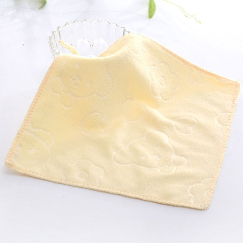 1PC Microfiber Kids Towel Textile Cotton Square Bear Printed Home Child Small Towels Face Hand Cartoon 25*25cm: Beige