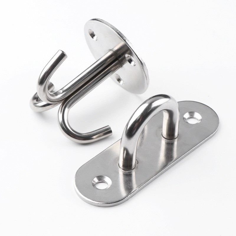1/2/4pcsHook Eye Plate Heavy Oblong Duty Steel Stainless Pad Mount Wall U Boat Ceiling Hanger Ring Garage Hammock D Shape