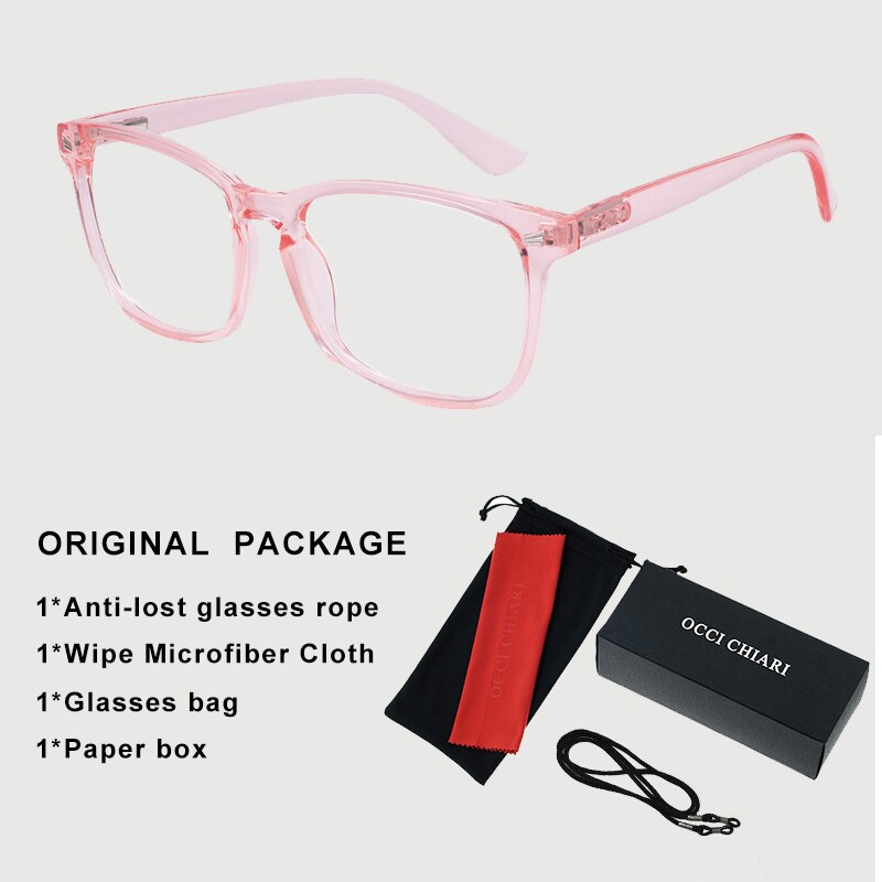 Blue Light Blocking Glasses Frame Women Oversized Eyewear Transparent Computer Glasses Eyeglasses Frames очки OCCI CHIARI OC5121: C2 Transparent pink