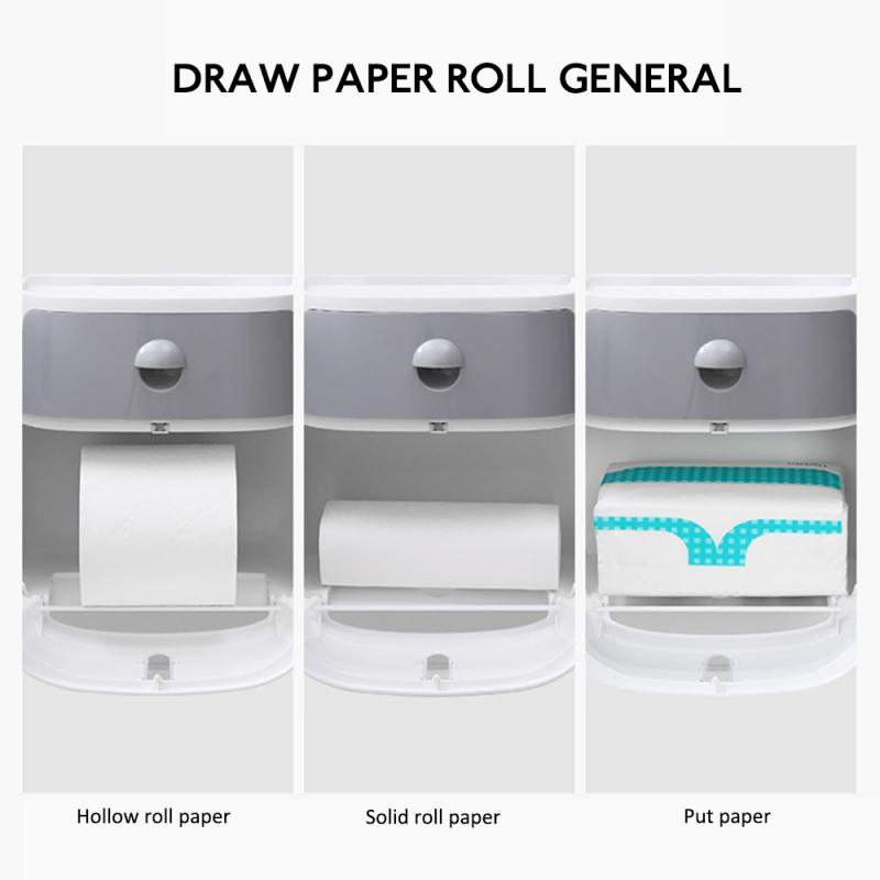Wall Mounted Toiletrolhouder Waterdichte Lade Roll Buis Voor Toiletpapier Opbergdoos Lade Tissue Doos Plank Badkamer Product