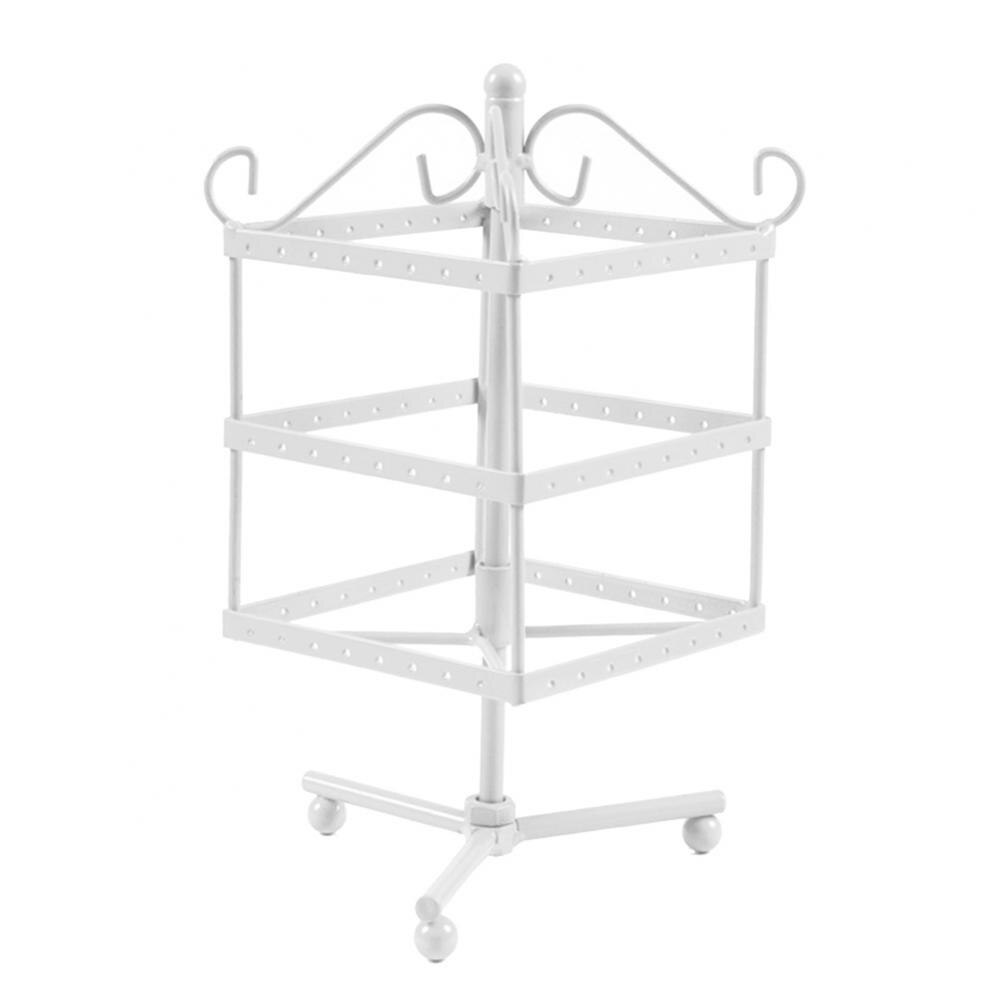Présentoir rotatif en métal à 72 trous pour bijoux, organisateur de colliers, présentoir de décor: White Square