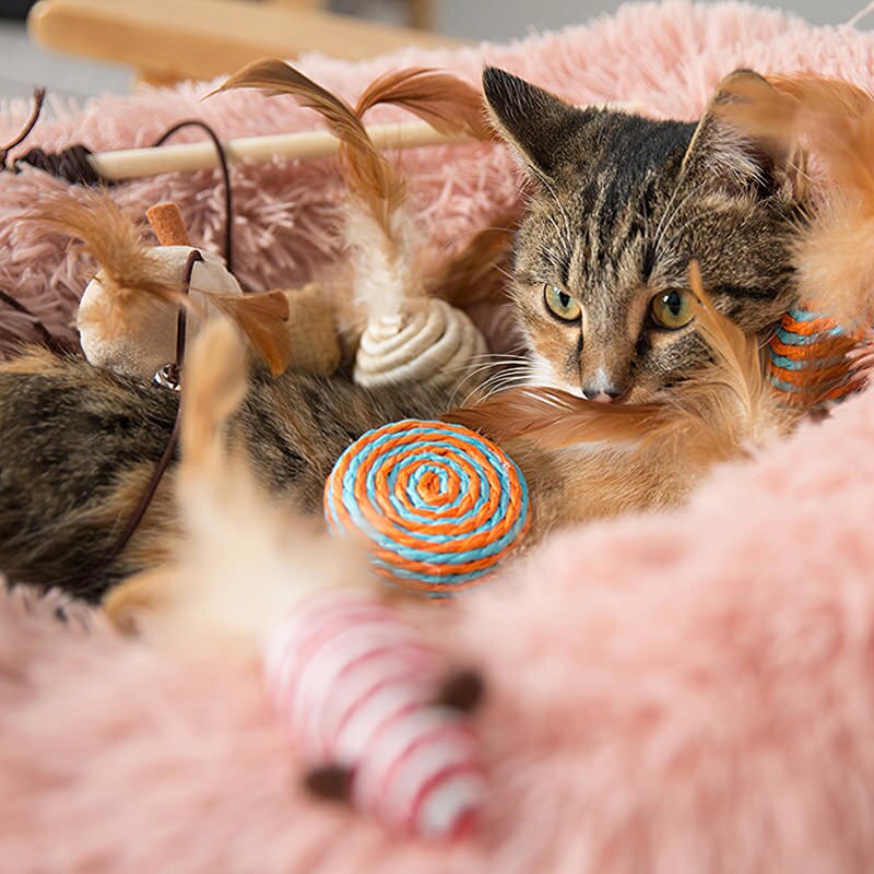 Grappige Kat Stok Kat Speelgoed Milieu Muis Wand Set 7 Pcs Set Veiligheid & Interactieve Spelen Speelgoed Voor Katten