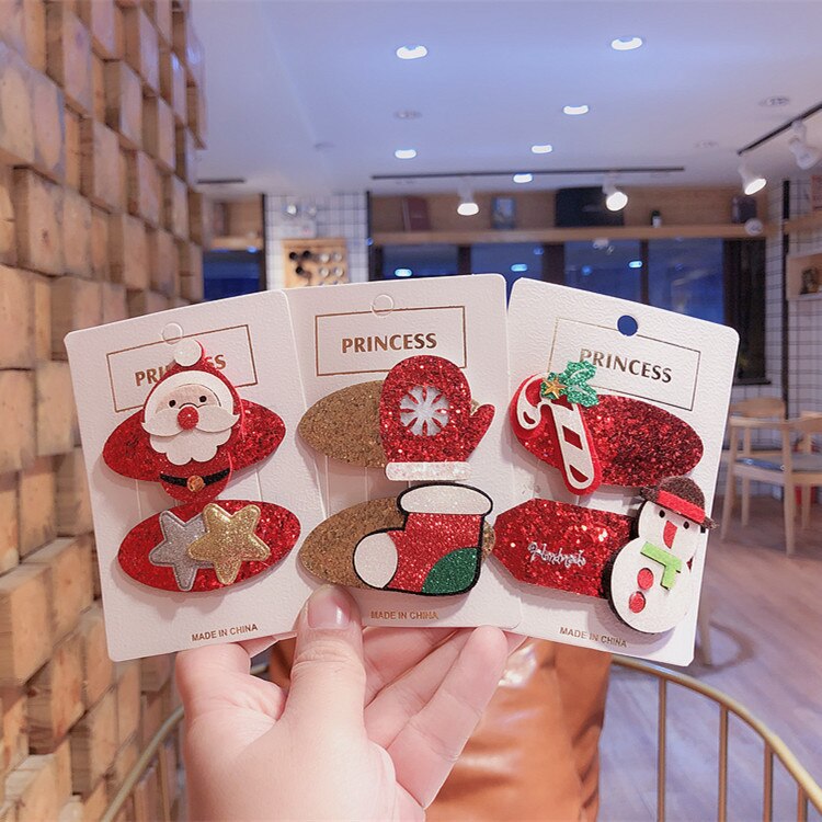 Zuid-koreaanse kerstjaar kinderhaaraccessoires baby bb clip kerstman haarspeldjes meisjes hoofdtooi set