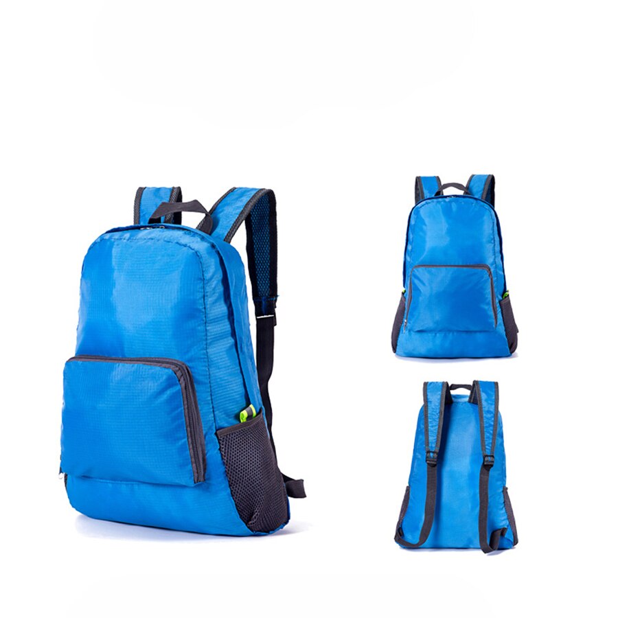 Mochila escolar económica para hombre y mujer, morral de viaje plegable de gran capacidad, informal: Azul