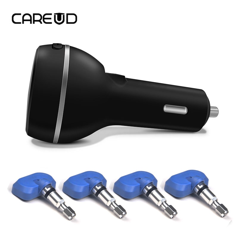 Careud  d580 bil tpms däcktryck och temperaturövervakningssystem med usb-uttag 4 interna sensorer