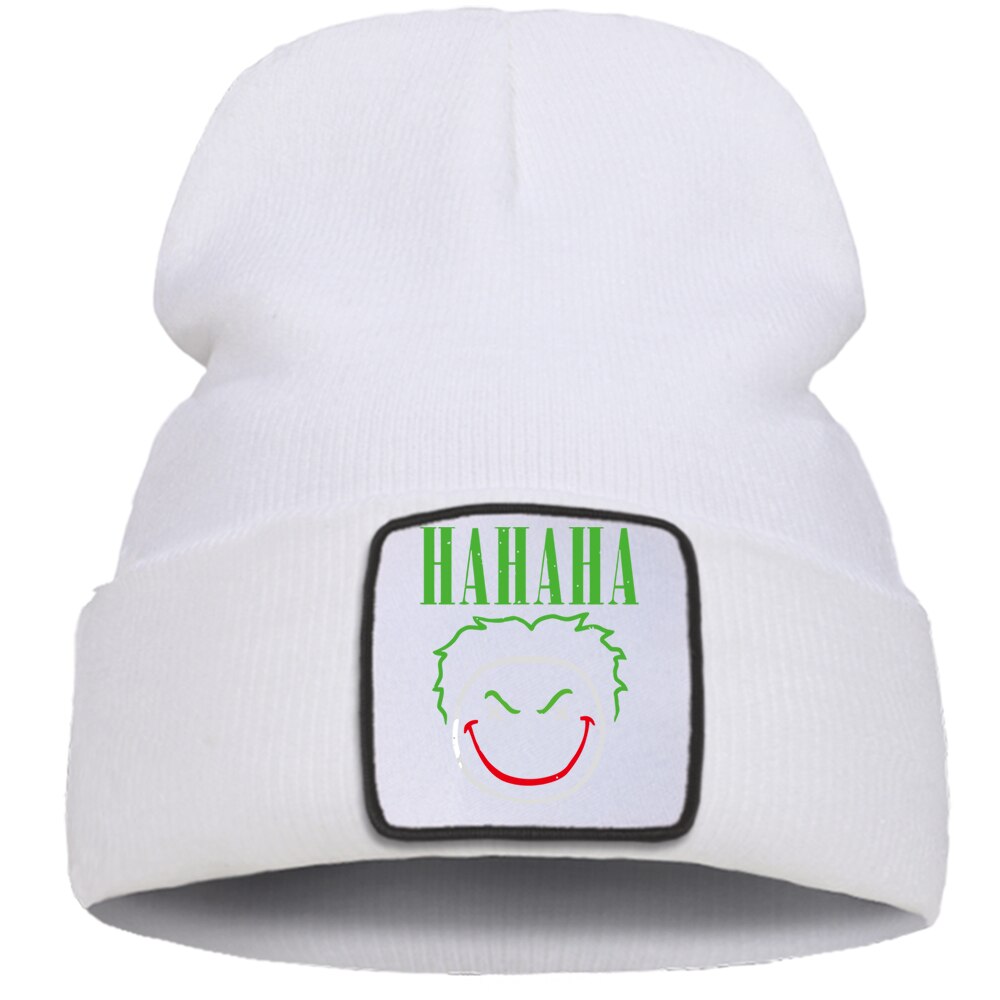 Joker print mutsen straat outdoor hiphop gebreide muts unisex ademende mutsen winter katoenen warme skullies muts: Wit 6