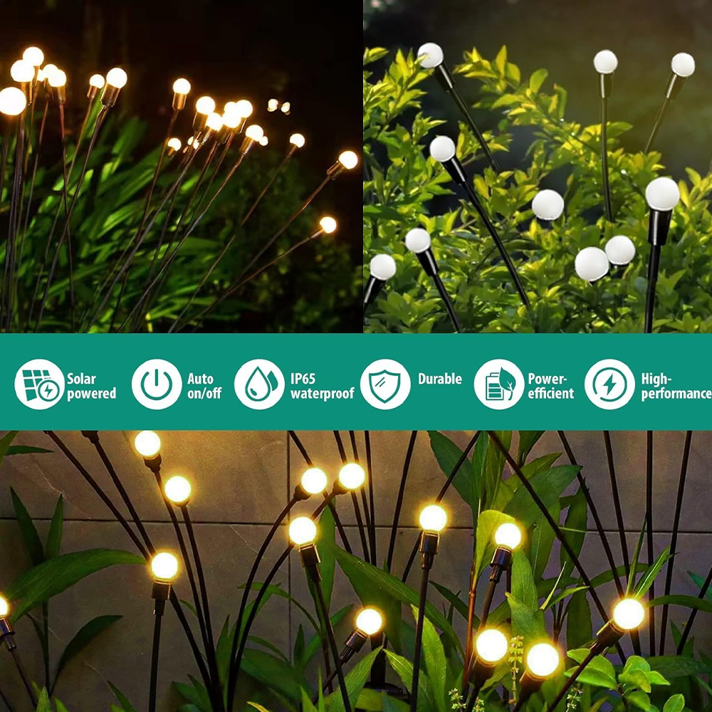 1pc stk . 6/8/10 led-pakke med solcelledrevne ildfluelys, opgraderede solcelledrevne havelys, vandtætte solcelledrevne svajende landskabslys