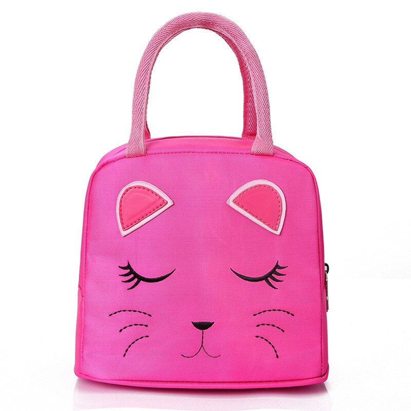 1PCs Fresh Cooler Bags Waterproof Nylon Portable Zipper Thermal Oxford Lunch Bags For Women Convenient Lunch Box Tote Food Bags: Rose red