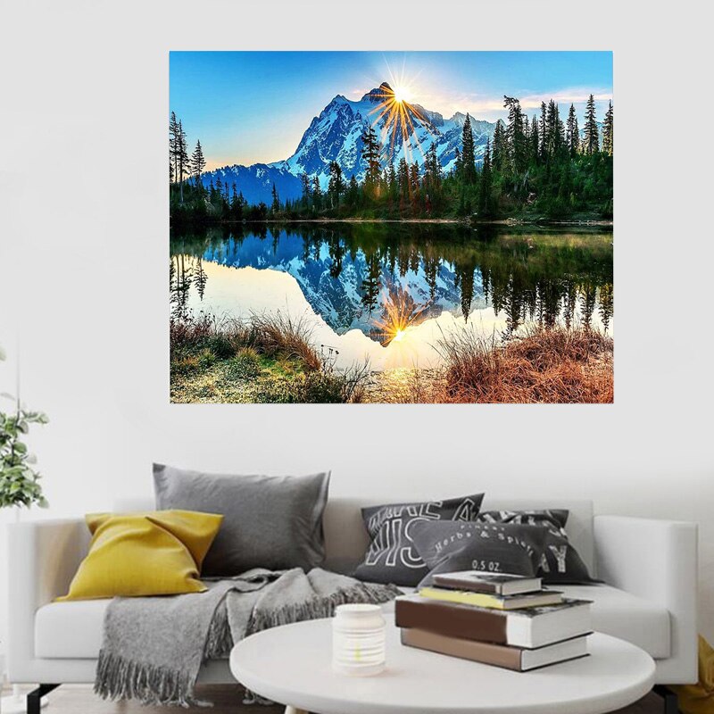 Paint By Numbers Kits for Adult, DIY Canvas Painting for Adults Beginner -Silent Mountain Lake