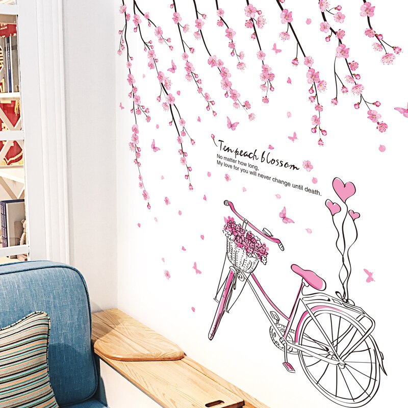 [shijuekongjian] Flower Bike Wall Stickers DIY Ballet Girl Dancer Wall Decals for Kids Room Baby Bedroom House Decoration