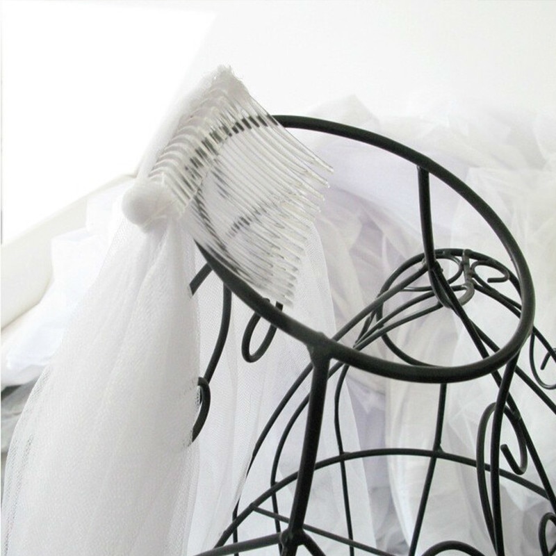 Simple Two Layers Short Tulle White Wedding Veils Cheap Ivory Bridal Veil for Bride for Mariage Wedding Accessories Comb
