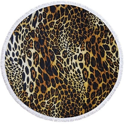 Luipaard Tijger Patroon Gedrukt Ronde Strandlaken Met Kwasten Microfiber 150Cm Zomer Zwemmen Picknick Mat Tapijt Reizen Deken: Beach towel2
