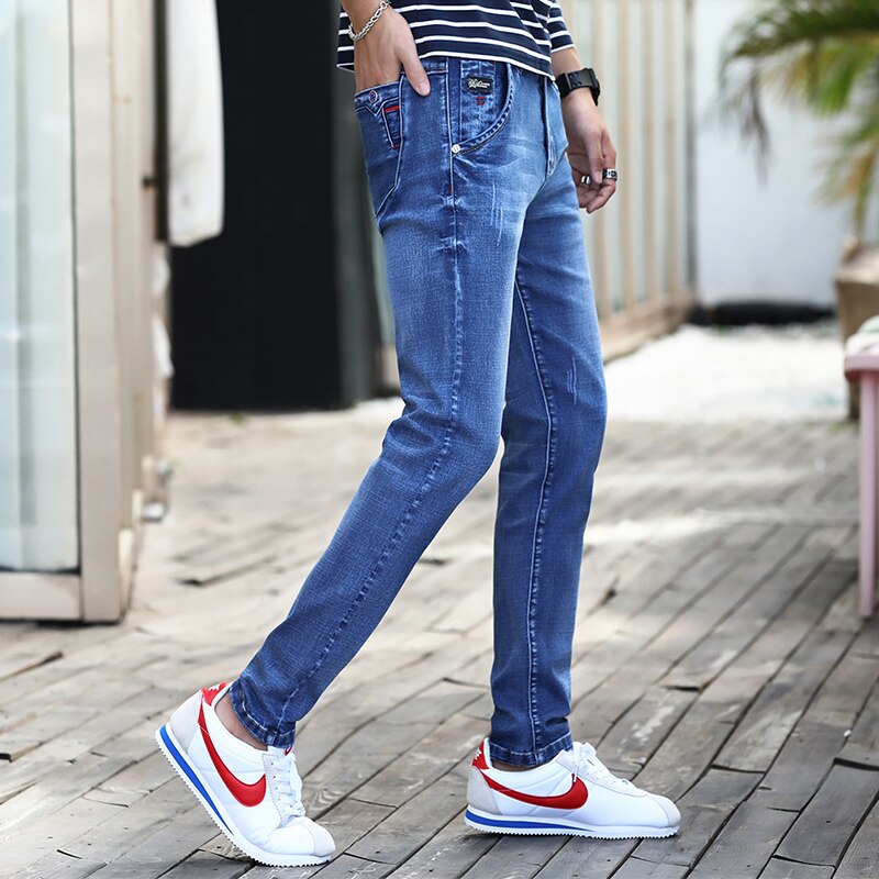 Men's Jeans Spring Winter Warm Slim Fit Business T – Grandado