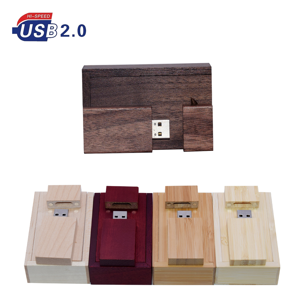 Wooden USB + Box Flash Drive Flash Disk Pendrive 4GB 8GB 16GB 32GB 64GB 128GB Memory Stick Photography