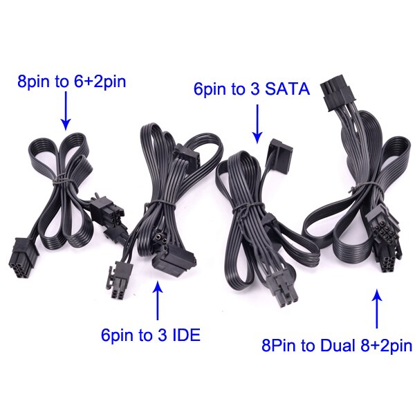 PCIe 6Pin 1 to 3 IDE SATA GPU PCI-e 8Pin To 2 Port 6+2pin Power Supply Cable For Mining For CORSAIR CX850M CX750M CX600M CX500M: Assembly