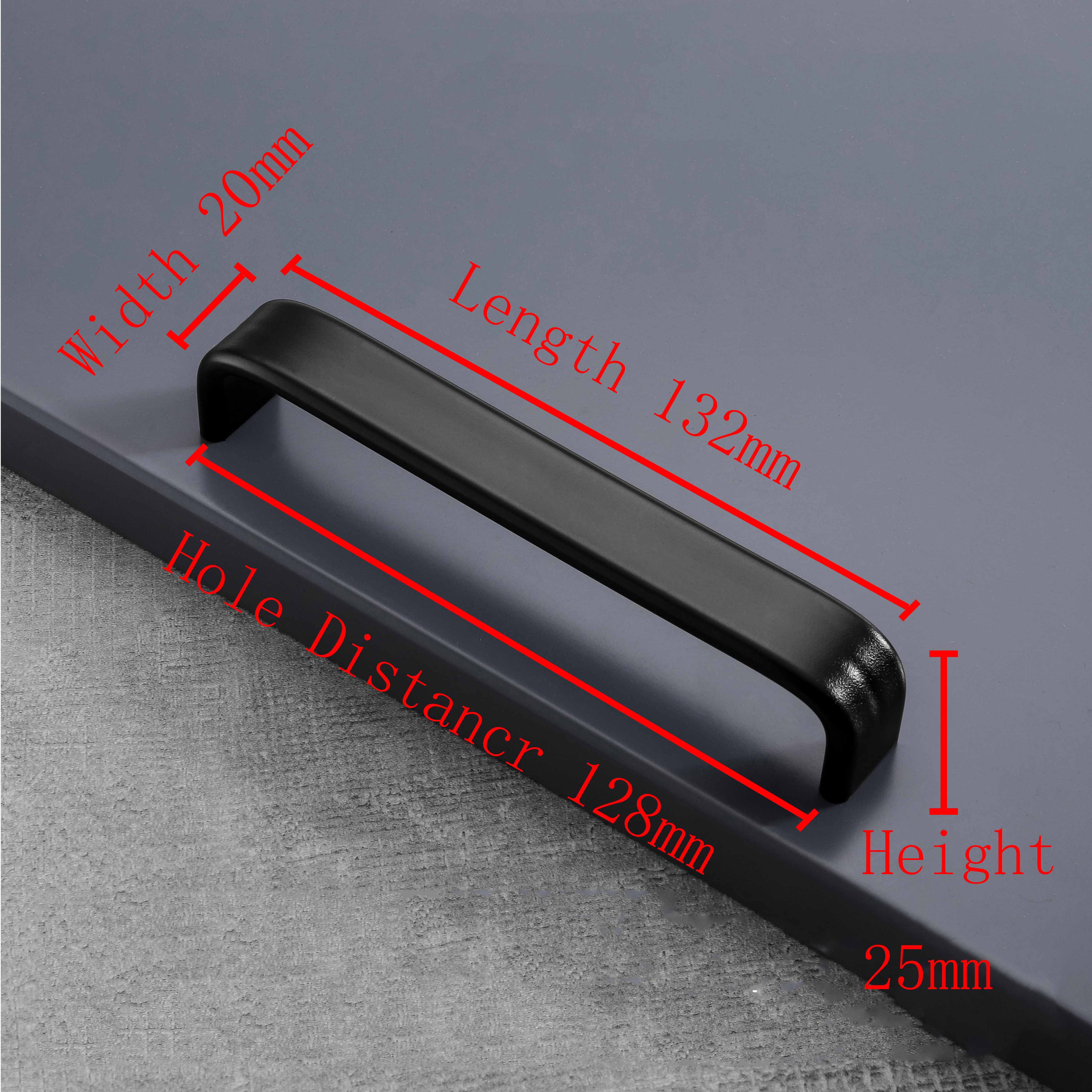 Aluminium Alloy U type Black Cabinet Knobs Kitchen Cabinet Handles Drawer Knobs Pulls Black Furniture Handle Cabinet Hardware: 128mmBK